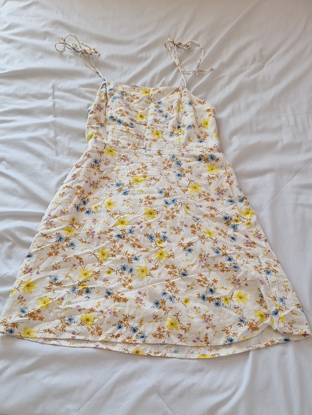 Old Navy Cream Floral Sundress with Blue and Yellow Accents